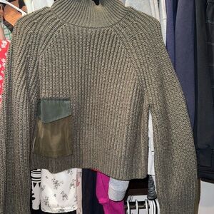 Zara Olive Green Knit Sweater with Pocket
